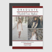 Simple Classy Three Photo Maroon |Witte Afstuderen (Voorkant / Achterkant)
