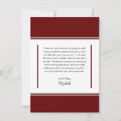 Simple Classy Three Photo Maroon |Witte Afstuderen Bedankkaart (Achterkant)