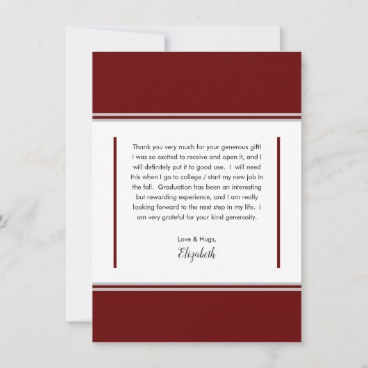 Simple Classy Three Photo Maroon |Witte Afstuderen Bedankkaart (Achterkant)
