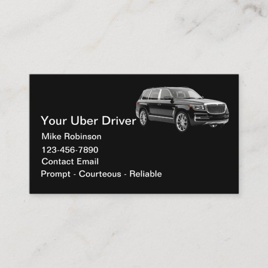 Simple Classy Uber Driver Ride Hailing Visitekaartje (Voorkant)