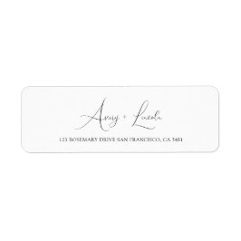 Simple Classy White & Black Script Wedding Address Etiket