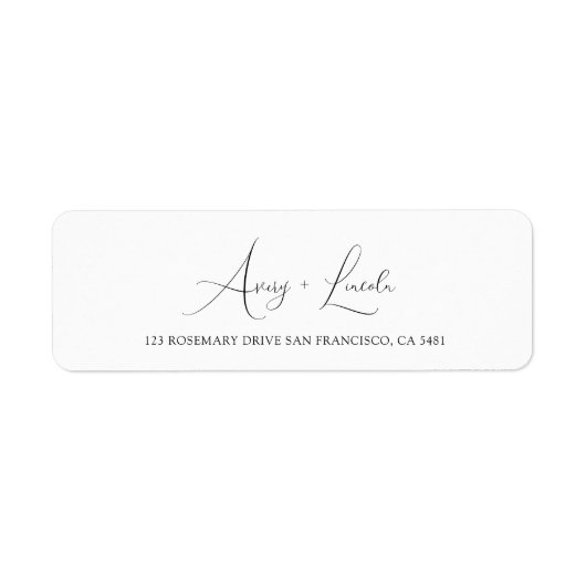 Simple Classy White & Black Script Wedding Address Etiket (Voorkant)