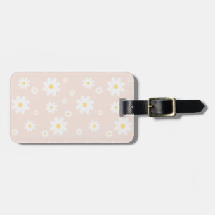 Simple Classy White Daisy Floral Bagagelabel
