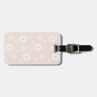 Simple Classy White Daisy Floral Bagagelabel