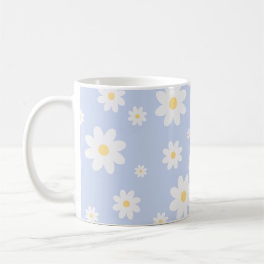 Simple Classy White Daisy Floral Koffiemok (Links)
