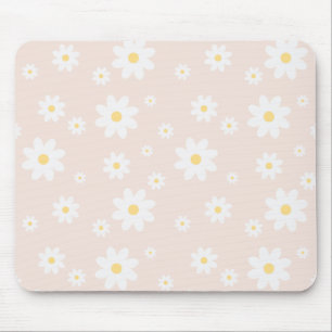 Simple Classy White Daisy Floral Muismat