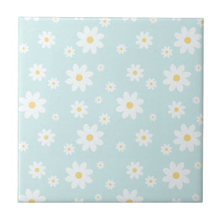 Simple Classy White Daisy Floral Tegeltje