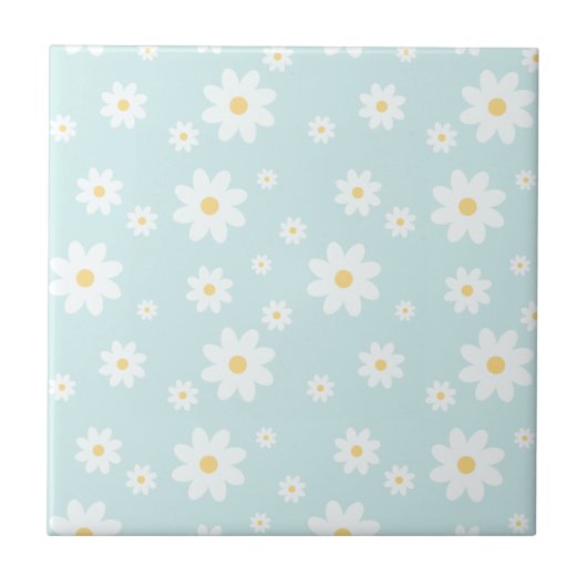 Simple Classy White Daisy Floral Tegeltje (Voorkant)