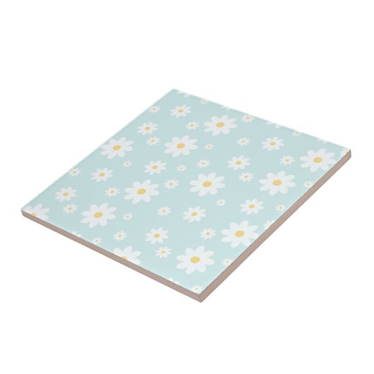 Simple Classy White Daisy Floral Tegeltje (Zijkant)