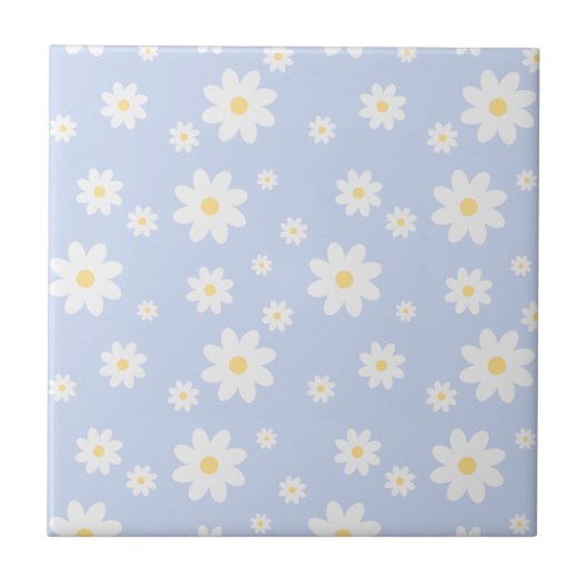 Simple Classy White Daisy Floral Tegeltje (Voorkant)