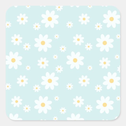 Simple Classy White Daisy Floral Vierkante Sticker (Voorkant)