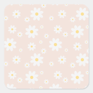 Simple Classy White Daisy Floral Vierkante Sticker