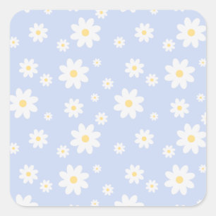 Simple Classy White Daisy Floral Vierkante Sticker