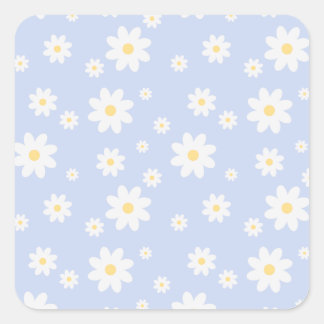 Simple Classy White Daisy Floral Vierkante Sticker