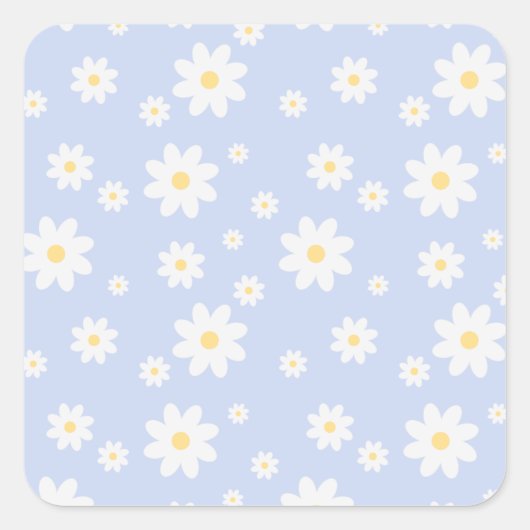 Simple Classy White Daisy Floral Vierkante Sticker (Voorkant)
