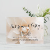 Simple Classy White Floral Retirement Party Kaart (Staand voorkant)