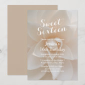 Simple Classy White Floral Sweet 16 Kaart (Voorkant / Achterkant)