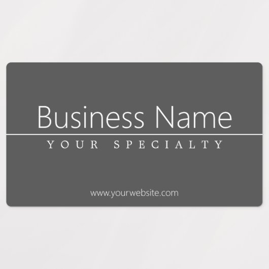 Simple Classy White Text on Grey Waterproof Labels (Design 2)