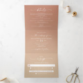 Simple Clay Terra Cotta & Yellow Ombre Wedding Drieluik Uitnodiging (Binnen)