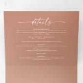 Simple Clay Terra Cotta & Yellow Ombre Wedding Drieluik Uitnodiging (Binnenzijde eerst)