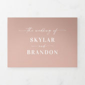 Simple Clay Terracotta & Blush Pink Ombre Wedding Drieluik Uitnodiging (Cover)