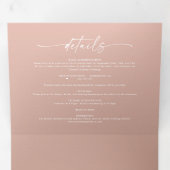 Simple Clay Terracotta & Blush Pink Ombre Wedding Drieluik Uitnodiging (Binnenzijde eerst)