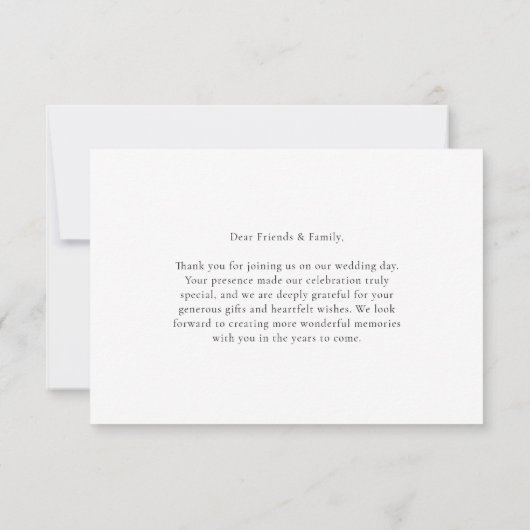 Simple Clean Black Line Modern Wedding Bedankkaart (Achterkant)