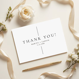 Simple Clean Black Line Modern Wedding Bedankkaart