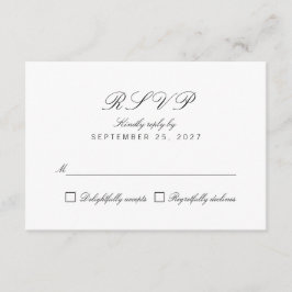 Simple Clean Chic Elegant White Response RSVP-kaar RSVP Kaartje