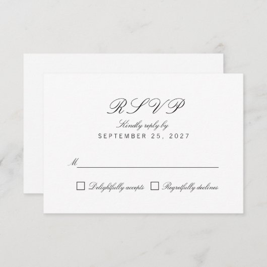 Simple Clean Chic Elegant White Response RSVP-kaar RSVP Kaartje (Voorkant / Achterkant)