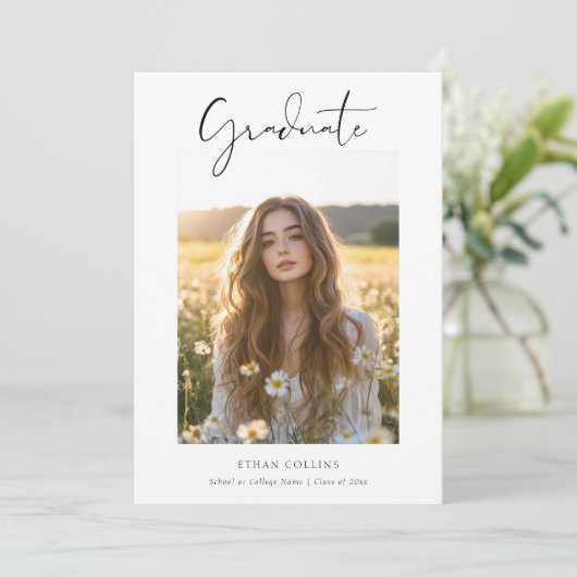 Simple Clean Classic Boho 2 Foto Goedkoop Afstuder Kaart (Staand voorkant)