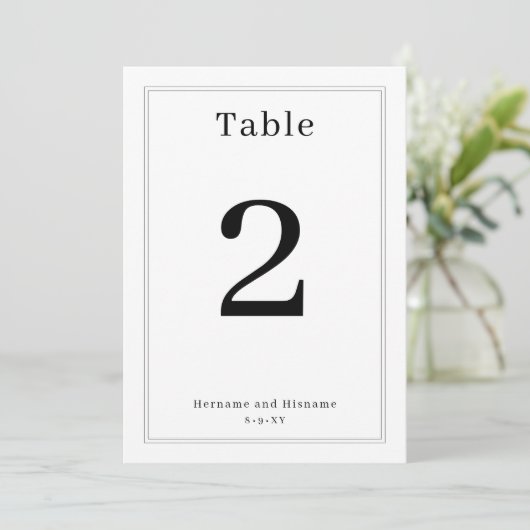 Simple Clean Minimalist Elegant Table Number Card Kaart (Staand voorkant)