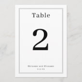 Simple Clean Minimalist Elegant Table Number Card Kaart (Voorkant)