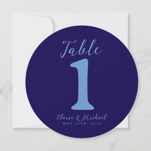 Simple Coastal Blue Wedding Table Number Feestdagenkaart (Voorkant)