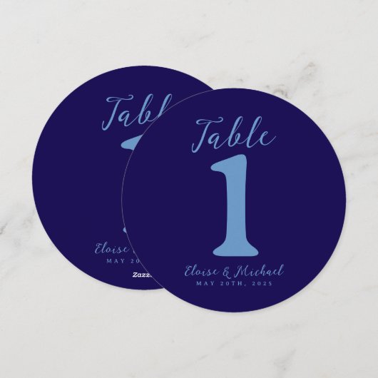Simple Coastal Blue Wedding Table Number Feestdagenkaart (Voorkant / Achterkant)