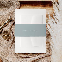 Simple Coastal Dusty Aqua Wedding Uitnodigingen Wikkel
