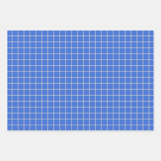 Simple Cobalt Blue Grid Lines Graph Pattern Inpakpapier Vel (Voorkant 2)