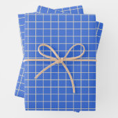Simple Cobalt Blue Grid Lines Graph Pattern Inpakpapier Vel (In situ)