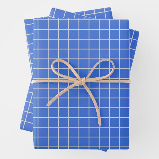 Simple Cobalt Blue Grid Lines Graph Pattern Inpakpapier Vel (In situ)