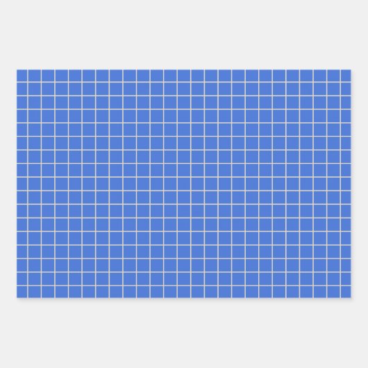 Simple Cobalt Blue Grid Lines Graph Pattern Inpakpapier Vel (Voorkant)