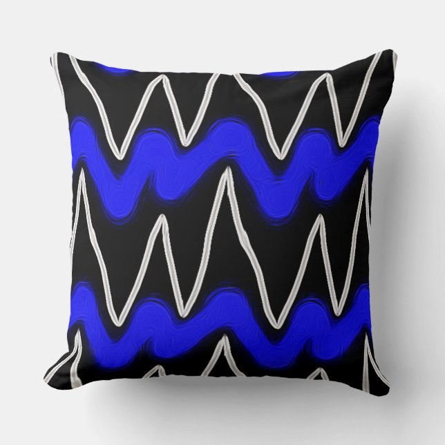 Simple Cobalt & White Zig Zags Chevron Pattern Kussen (Voorkant)