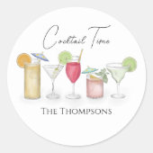 Simple Cocktail Drink Waterverf Whimsical Fun Ronde Sticker (Voorkant)
