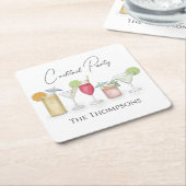 Simple Cocktail Drink Waterverf Whimsical Party Kartonnen Onderzetters (Schuin)