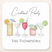 Simple Cocktail Drink Waterverf Whimsical Party Kartonnen Onderzetters (Voorkant)