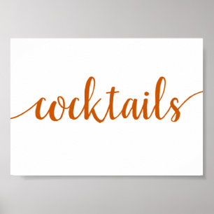 Simple Cocktails Fall Orange Any Event Bar Sign Poster