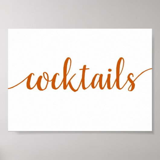 Simple Cocktails | Fall Orange Any Event Bar Sign Poster (Voorkant)