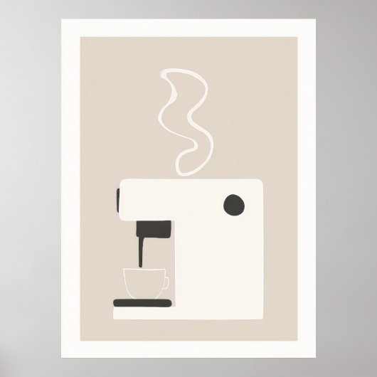 Simple Coffee Machine - Modern Kitchen Art Poster (Voorkant)