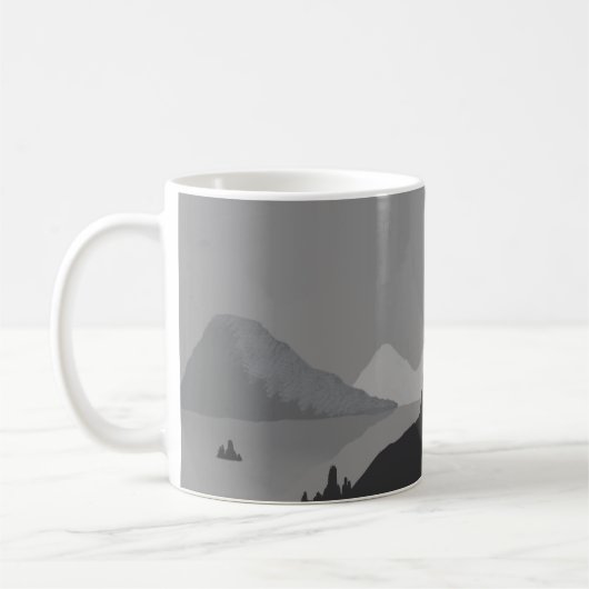 Simple coffee mug with gray mountain landscape koffiemok (Links)