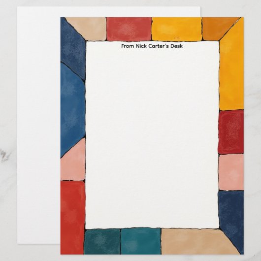 Simple Color Blocks Stationery Paper Briefhoofd (Voorkant / Achterkant)