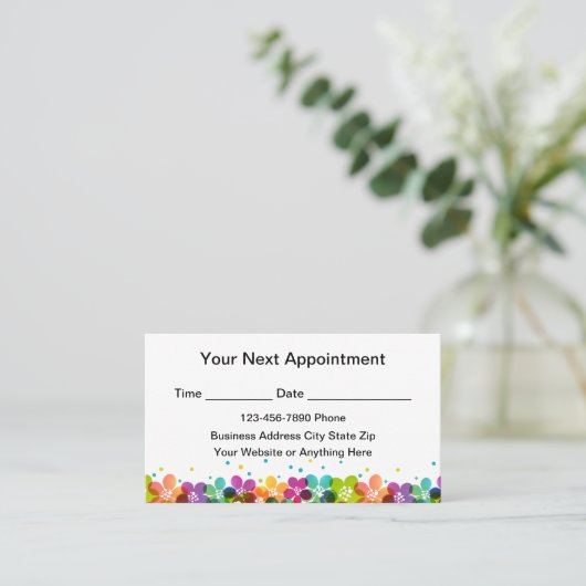 Simple Colorful Appointment Reminder Business Card Afsprakenkaartje (Staand voorkant)